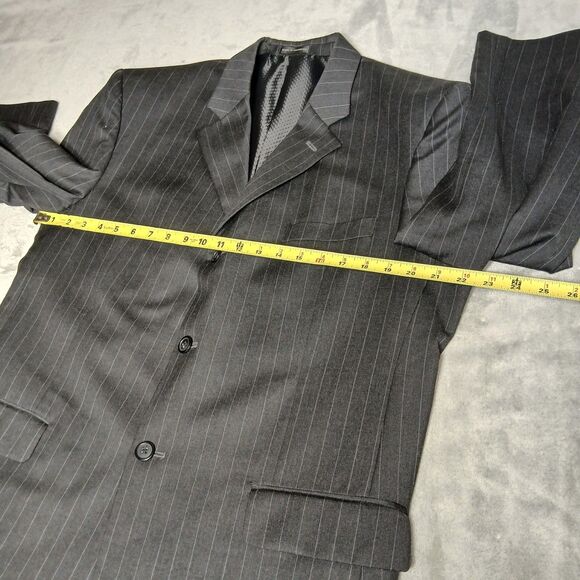 Gianco Polo Blazer Men 42R Black 3 Button Suit Preppy Super 140s Wool Sport Coat - Picture 13 of 14